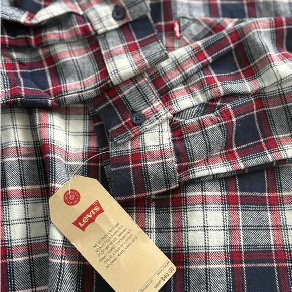 Levi's Boy’s Red and Blue Plaid Shirt - Picture 4 of 4